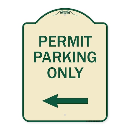 Signmission Permit Parking With Left Arrow Heavy-Gauge Aluminum Architectural Sign, 24" x 18", TG-1824-23327 A-DES-TG-1824-23327
